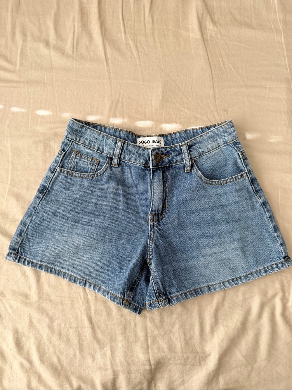 Light Wash Denim Shorts Women’s High Waisted Blue Jean Shorts GOGO Jeans